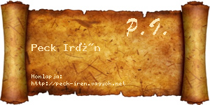 Peck Irén névjegykártya